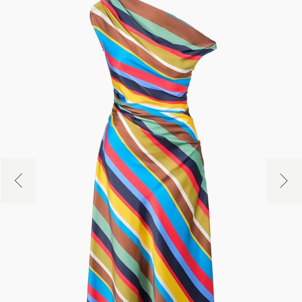 STAUD Vibrant One-Shoulder Striped Dress